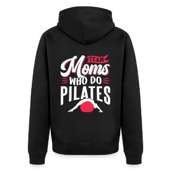 Team Mütter Die Pilates Machen Mami Mama Mutter - Unisex Premium Bio Zip Hoodie - Schwarz - Hinten - Nico (187cm)