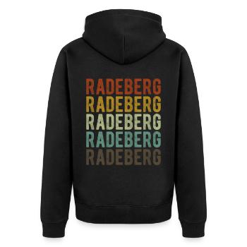 Radeberg Stadt Retro Vintage - Unisex Premium Bio Zip Hoodie - Schwarz - Hinten - Nico (187cm)