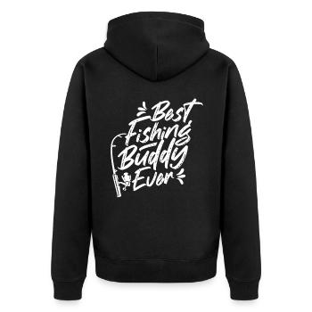 Bester Angelkumpel Fischen Angeln Angelfreund - Unisex Premium Bio Zip Hoodie - Schwarz - Hinten - Nico (187cm)