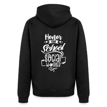 Honor Your School Social Worker School Social Work - Unisex Premium Organic Zip Hoodie - black - Back - Nico (187cm)