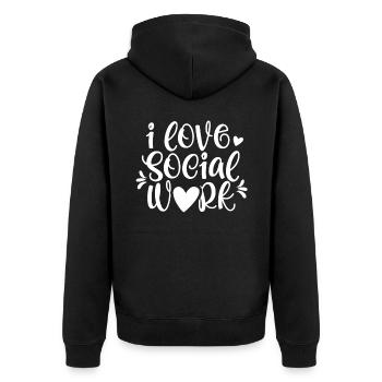 Ich Liebe Sozialarbeit Schulsozialarbeiter Schule - Unisex Premium Bio Zip Hoodie - Schwarz - Hinten - Nico (187cm)