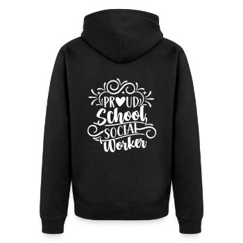 Proud school social worker school social work - Unisex Premium Organic Zip Hoodie - black - Back - Nico (187cm)