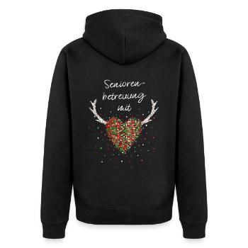 Seniorenbetreuung Mit Herz Weihnachtsfeier - Unisex Premium Bio Zip Hoodie - Schwarz - Hinten - Nico (187cm)