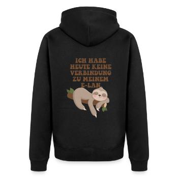 Ich habe heute keine Verbindung zu meinem Elan - Unisex Premium Bio Zip Hoodie - Schwarz - Hinten - Nico (187cm)