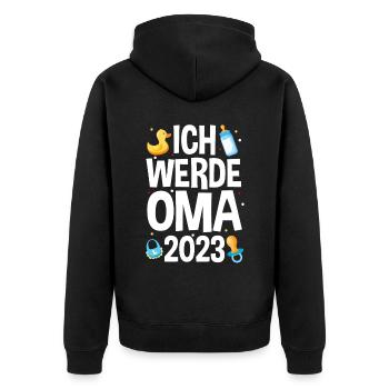 Großmutter 2023 Schwanger Werdende Oma - Unisex Premium Bio Zip Hoodie - Schwarz - Hinten - Nico (187cm)