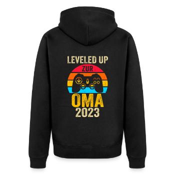 Großmutter 2023 Schwanger Werdende Oma - Unisex Premium Bio Zip Hoodie - Schwarz - Hinten - Nico (187cm)
