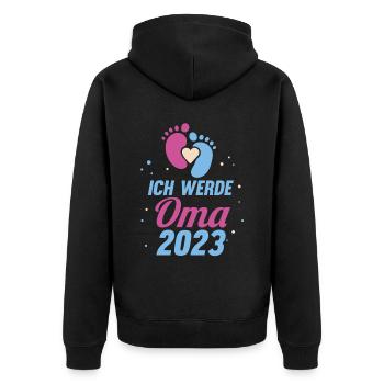 Großmutter 2023 Schwanger Werdende Oma - Unisex Premium Bio Zip Hoodie - Schwarz - Hinten - Nico (187cm)