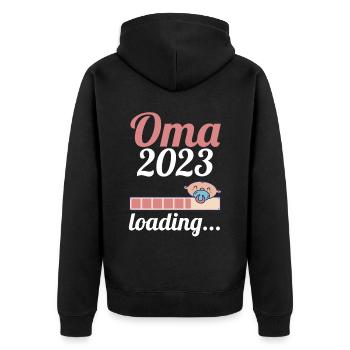 Großmutter 2023 Schwanger Werdende Oma - Unisex Premium Bio Zip Hoodie - Schwarz - Hinten - Nico (187cm)