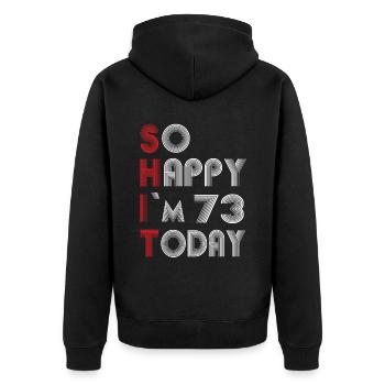 73 birthday - Unisex Premium Organic Zip Hoodie - black - Back - Nico (187cm)