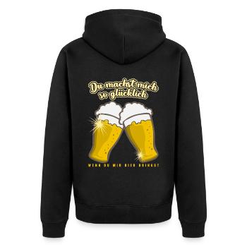 Bier Biertrinker Bierbrauer - Unisex Premium Bio Zip Hoodie - Schwarz - Hinten - Nico (187cm)