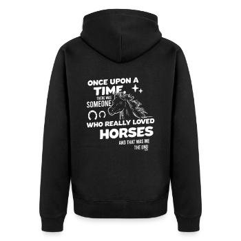 Club d’équitation d’écurie drôle de dicton - Veste à capuche bio Premium Unisexe - noir - Dos - Nico (187cm)