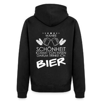 Bier Bierspruch Biertrinker Bierbrauer - Unisex Premium Bio Zip Hoodie - Schwarz - Hinten - Nico (187cm)