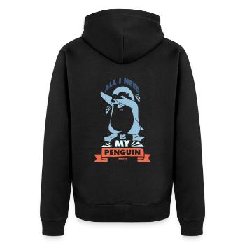 All I Need Is My Penguin - Unisex Premium Organic Zip Hoodie - black - Back - Nico (187cm)