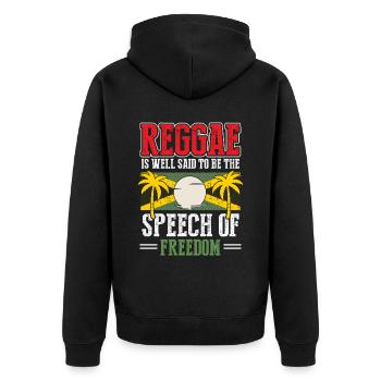 Rasta Musik Rastafarian Jamaika - Unisex Premium Bio Zip Hoodie - Schwarz - Hinten - Nico (187cm)