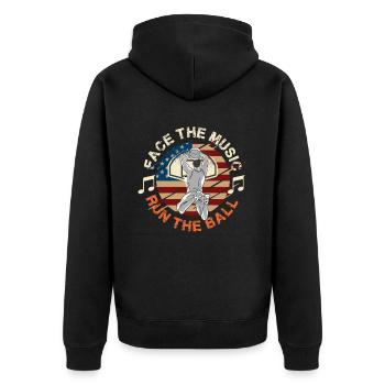 Trainer Ballsport Mannschaftssport Musikspieler - Unisex Premium Bio Zip Hoodie - Schwarz - Hinten - Nico (187cm)