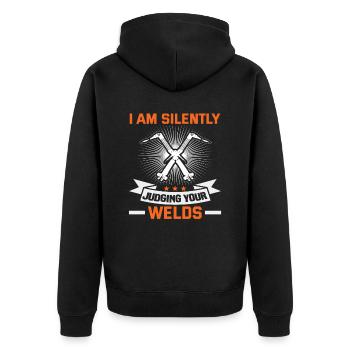 Welder slogan design for metal workers - Unisex Premium Organic Zip Hoodie - black - Back - Nico (187cm)