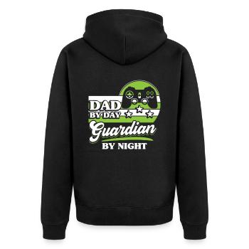 Vater bei Tag Gamer - Unisex Premium Bio Zip Hoodie - Schwarz - Hinten - Nico (187cm)