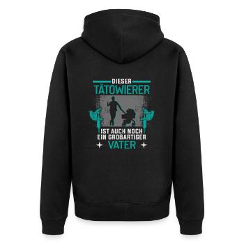 Tätowierer Vatertag Tattoo artist - Unisex Premium Bio Zip Hoodie - Schwarz - Hinten - Nico (187cm)