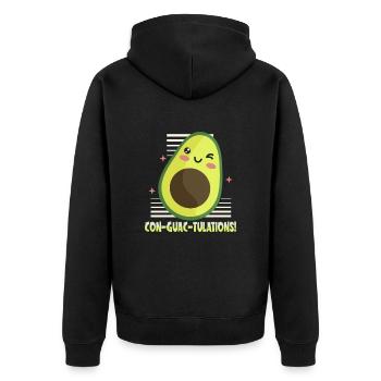Avocado Design für Vegetarier und Veganer - Unisex Premium Bio Zip Hoodie - Schwarz - Hinten - Nico (187cm)