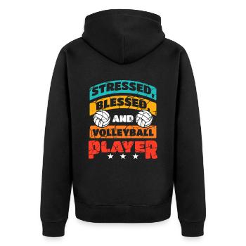 Volleyball - Unisex Premium Bio Zip Hoodie - Schwarz - Hinten - Nico (187cm)