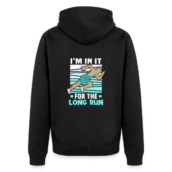 Running Marathon Runner Running - Unisex Premium Organic Zip Hoodie - black - Back - Nico (187cm)