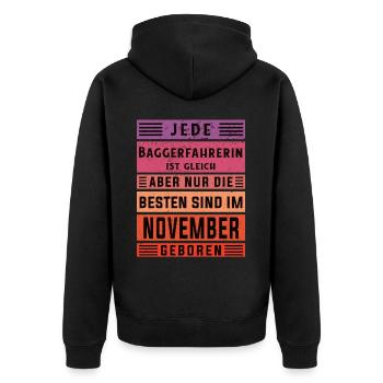 Bagger-Fahrer Geburtstag November geboren - Unisex Premium Bio Zip Hoodie - Schwarz - Hinten - Nico (187cm)