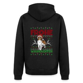 Frohe Weihnachten Sheltie - Unisex Premium Bio Zip Hoodie - Schwarz - Hinten - Nico (187cm)