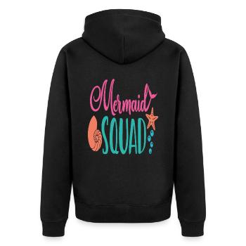 Mermaid Squad Mermaid Zitate - Unisex Premium Bio Zip Hoodie - Schwarz - Hinten - Nico (187cm)