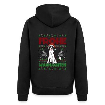 Frohe Weihnachten Border Collie - Unisex Premium Bio Zip Hoodie - Schwarz - Hinten - Nico (187cm)