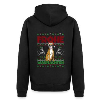Frohe Weihnachten Boxer - Unisex Premium Bio Zip Hoodie - Schwarz - Hinten - Nico (187cm)
