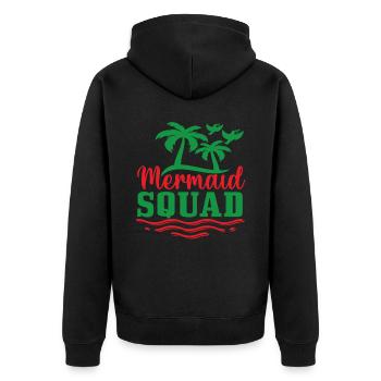 Mermaid Squad Mermaid Zitate - Unisex Premium Bio Zip Hoodie - Schwarz - Hinten - Nico (187cm)