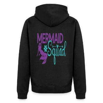 Mermaid Squad Mermaid Zitate - Unisex Premium Bio Zip Hoodie - Schwarz - Hinten - Nico (187cm)