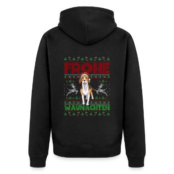 Frohe Weihnachten Beagle - Unisex Premium Bio Zip Hoodie - Schwarz - Hinten - Nico (187cm)