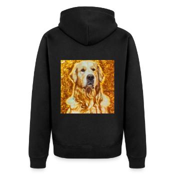 Golden Retriever Portrait Gustav Klimt Style Hund - Unisex Premium Bio Zip Hoodie - Schwarz - Hinten - Nico (187cm)