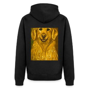 Golden Retriever Portrait Gustav Klimt Style Hund - Unisex Premium Bio Zip Hoodie - Schwarz - Hinten - Nico (187cm)