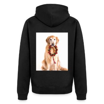 Couronne de l’Avent Golden Retriever des chiens de Noël - Veste à capuche bio Premium Unisexe - noir - Dos - Nico (187cm)
