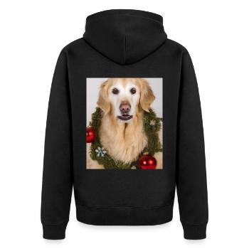 Couronne de l’Avent Golden Retriever des chiens de Noël - Veste à capuche bio Premium Unisexe - noir - Dos - Nico (187cm)