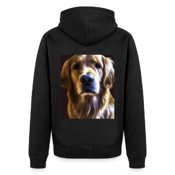 Golden Retriever Portrait Vincent Van Gogh Style - Unisex Premium Bio Zip Hoodie - Schwarz - Hinten - Nico (187cm)