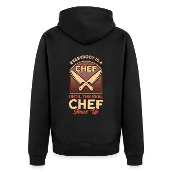 Chef saying gift funny cook - Unisex Premium Organic Zip Hoodie - black - Back - Nico (187cm)