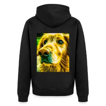 Golden Retriever Portrait Vincent Van Gogh Style - Unisex Premium Bio Zip Hoodie - Schwarz - Hinten - Nico (187cm)
