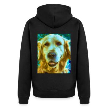 Golden Retriever Portrait Vincent Van Gogh Style - Unisex Premium Organic Zip Hoodie - black - Back - Nico (187cm)