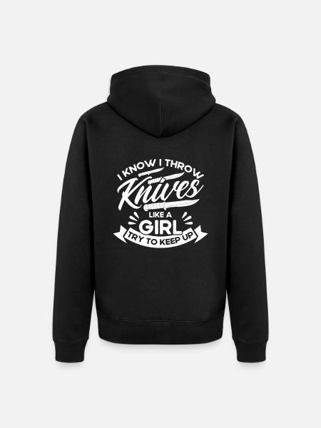 Messerwurfscheibe Geschenk Messerwerfer - Unisex Premium Bio Zip Hoodie - Schwarz