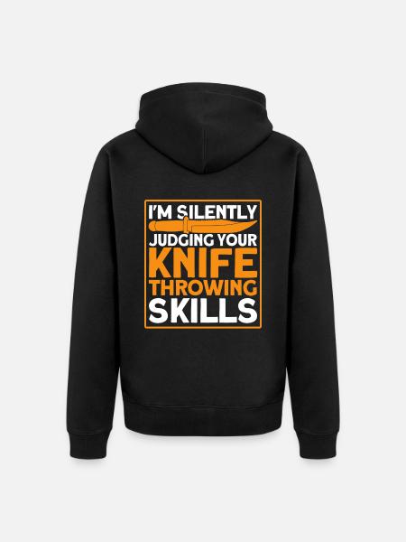 Messerwurfscheibe Geschenk Messerwerfer - Unisex Premium Bio Zip Hoodie - Schwarz
