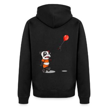 Zombie Panda Horror Panda Halloween Party Shirt - Unisex Premium Organic Zip Hoodie - black - Back - Nico (187cm)