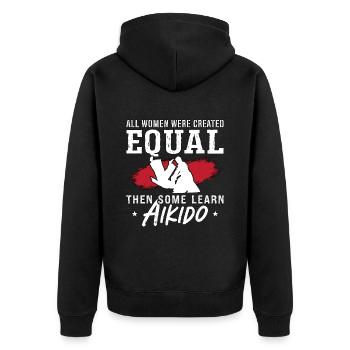 Aikido All Women Were Fighter Martial Arts Samurai - Unisex Premium Bio Zip Hoodie - Schwarz - Hinten - Nico (187cm)
