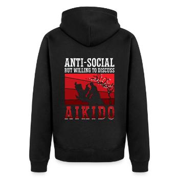 Aikido Anti-Social Mais Volontaire Combattant Samouraï - Veste à capuche bio Premium Unisexe - noir - Dos - Nico (187cm)