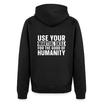 Wing Chun Use Your Martial Skill Fighter Fighters - Unisex Premium Bio Zip Hoodie - Schwarz - Hinten - Nico (187cm)