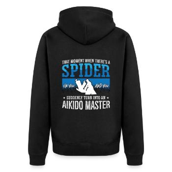 Aikido There's A Spider Fighter Martial Arts Fight - Unisex Premium Bio Zip Hoodie - Schwarz - Hinten - Nico (187cm)