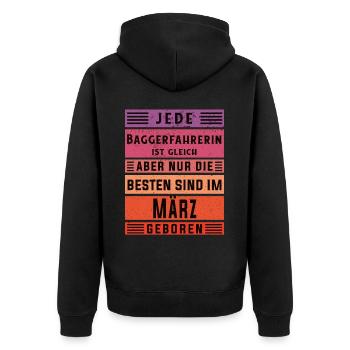 Bagger-Fahrer Geburtstag März geboren - Unisex Premium Bio Zip Hoodie - Schwarz - Hinten - Nico (187cm)
