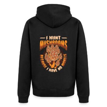 Je chasse les champignons parce que je n’ai pas de morilles - - Veste à capuche bio Premium Unisexe - noir - Dos - Nico (187cm)